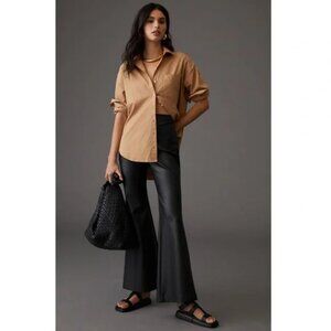 Anthropologie Hutch Vegan Wide Leg Leather Pants Size 12 Worn ONCE Black